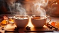 Cups of coffee with steam Royalty Free Stock Photo