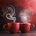 Cups of coffee with steam Royalty Free Stock Photo