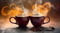 Cups of coffee with steam Royalty Free Stock Photo