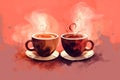 Cups of coffee with steam Royalty Free Stock Photo