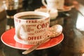 Romantic and affectionate cups coffee Royalty Free Stock Photo