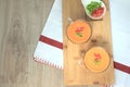 cups of Cordovan salmorejo Royalty Free Stock Photo