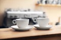 Cups of fresh aromatic coffee on table Royalty Free Stock Photo