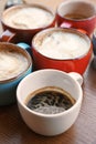 Cups of fresh aromatic coffee on table Royalty Free Stock Photo
