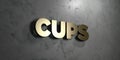 Cups - Gold sign mounted on glossy marble wall - 3D rendered royalty free stock illustration