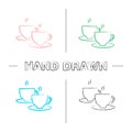 Cups with hot drink hand drawn icons set Royalty Free Stock Photo