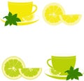 Cups with mint, lemon and lime