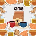 Cups paper bag cookies bread honey fresh beverage coffee time Royalty Free Stock Photo