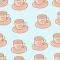 Cups seamless pattern shabby chic hand drawn style