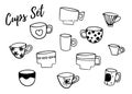 Cups set. Doodle style Royalty Free Stock Photo