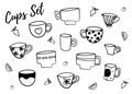 Cups set. Doodle style Royalty Free Stock Photo