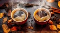 Cups of coffee with steam Royalty Free Stock Photo