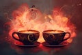 Cups of coffee with steam Royalty Free Stock Photo