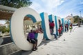 Curacao huge letters at streets of Punda