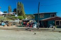 CURACO DE VELEZ, CHILE - MARCH 21, 2015: Poor houses of fishermen in Curaco de Velez village, Quinchao island, Chi