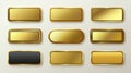 Collection of Various Golden Buttons with Subtle Textures and Dark Border Accents Against Light Background Royalty Free Stock Photo