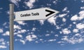 curation tools traffic sign on blue sky Royalty Free Stock Photo