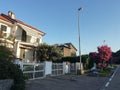 Curb appeal duplex Apartment with beautiful balcony and shutters good neighbourhood  residential properties Royalty Free Stock Photo