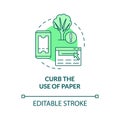 Curb use of paper green concept icon