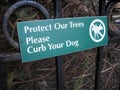 Curb Your Dog Sign, Protect Our Trees, NYC