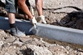 Curbs installation Royalty Free Stock Photo