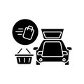 Curbside pickup black glyph icon