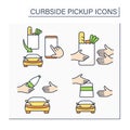 Curbside pickup color icons set