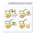 Curbside pickup color icons set
