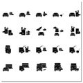 Curbside pickup glyph icons set