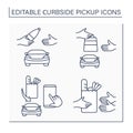 Curbside pickup line icons set