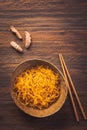 Curcuma seaweed noodles made from alginate Royalty Free Stock Photo