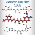 Curcumin molecule. Enol form. It is used as an herbal supplement