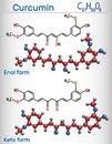 Curcumin molecule. Enol and Keto forms. It is used as an herbal