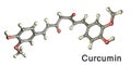 Curcumin molecule, a yellow-orange dye obtained from tumeric