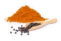 Curcumin powder  tumeric ground, turmeric or Curcuma  and black pepper Royalty Free Stock Photo