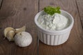 Curd cheese with herbs and garlic