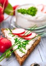 Curd with chives and bread