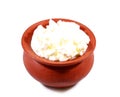 Curd with clay pot on white background Royalty Free Stock Photo