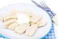Curd dumplings with yogurt Royalty Free Stock Photo