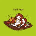 Indian snack dahi vada vector illustration Royalty Free Stock Photo