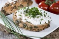 Curd and Herbs on a roll Royalty Free Stock Photo