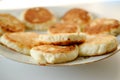 Curd pancake on a white plate Royalty Free Stock Photo