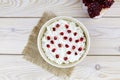 Curd rice in a bowl. A popular dish from South India with rice, pomegranate. Royalty Free Stock Photo