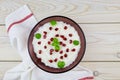 Curd rice in a bowl. A popular dish from South India with rice, yogurt, spices, pomegranate. Royalty Free Stock Photo