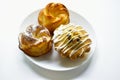 Curd rolls and shortbread cakes with chocolate