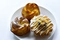 Curd rolls and shortbread cakes with chocolate