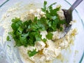 Curd with spices and parsley