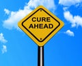 Cure ahead sign post Royalty Free Stock Photo