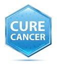 Cure Cancer crystal blue hexagon button