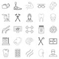 Cure icons set, outline style